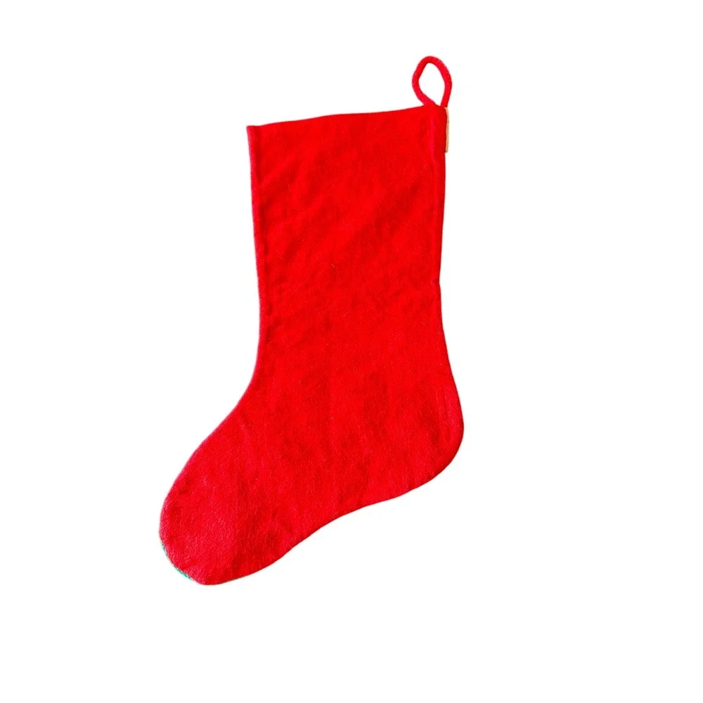 Vintage Needlepoint Christmas‎ Stocking Santa Claus Brian Personalized Green Red